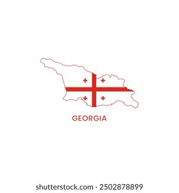 Georgia simple vector map outline. Georgia national flag map design illustration of Georgia country flag inside the map vector.