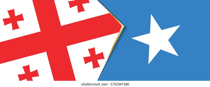 Banderas de Georgia y Somalia, dos banderas vectoriales símbolo de relación o enfrentamiento.