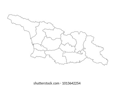 georgia South Ossetia map with country borders, thin black outline on white background. High detailed vector map with counties/regions/states - georgia South Ossetia. contour, shape, outline, on white