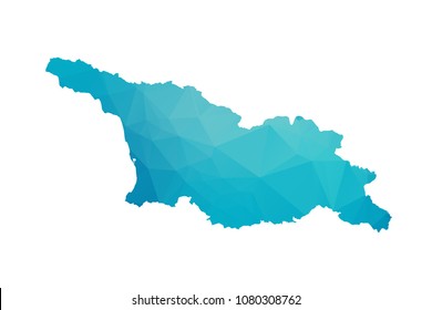 Georgia South Ossetia map vector illustration in polygonal style,Low poly design on white background