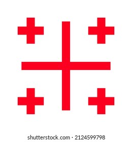 Georgia square label with Georgian national flag colors and five cross symbol