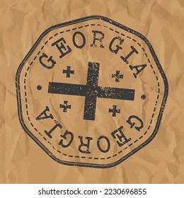 Georgia Stamp Travel Passport. Design Retro Symbol Country. Old Vintage Postmark.