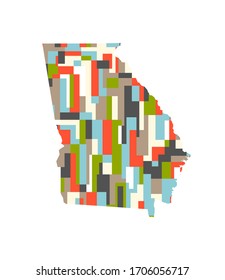 Georgia State Abstract rectangular color pattern Map. Vector Design illustration