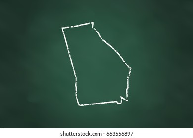 Georgia State Borderline Map Chalk Style