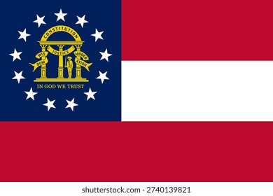 Georgia state flag 3-2 ratio. Part of The United States of America. Clean design for print, web, or educational use. Vector illustration.