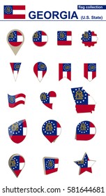Georgia State Flag Collection. Big set for design. Vector Illustration.