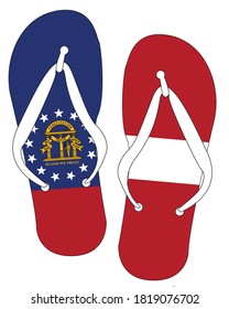 Georgia State Flag flip flop shoe silhouette on a white background