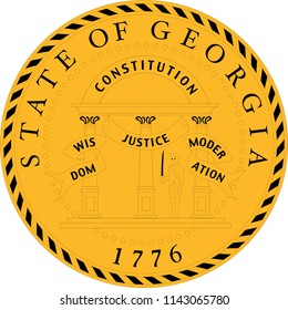 Georgia State Flag Shaped Heart United States America American Illustration