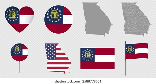 Georgia State Flags and Maps Icon Pack.
