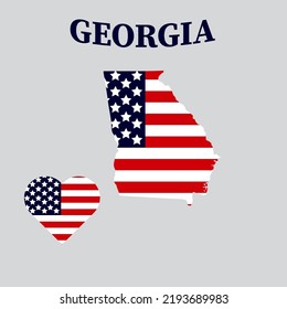 Georgia state map with American flag. Vector illustration.
