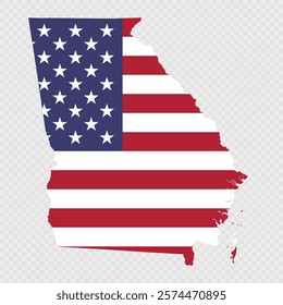 Georgia state map with American national flag.