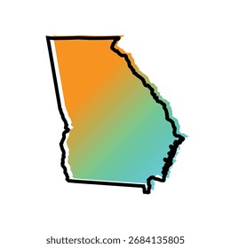 Georgia State Map mit glatten Farbverlauf und einem klaren Umriss. Diese lebendige und moderne Vektorgrafik eignet sich perfekt für die digitale Nutzung, Infografiken, Präsentationen und eine Kartografiekarte