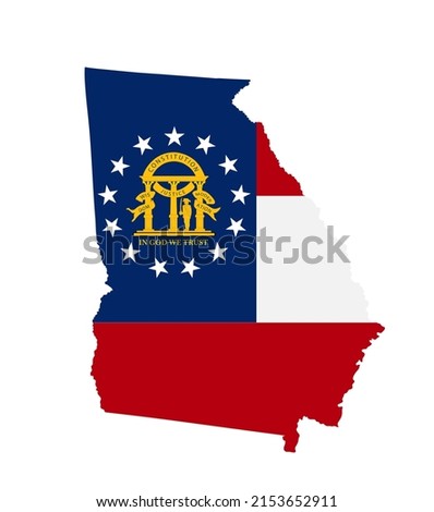 Georgia state map flag with coat of arms vector silhouette illustration. United States of America Georgia. USA, American national symbol of pride and patriotism. Vote election campaign banner.