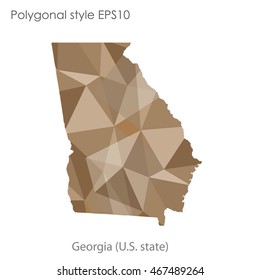 Georgia state map in geometric polygonal style.Abstract gems triangle,modern design background. Vector illustration EPS10