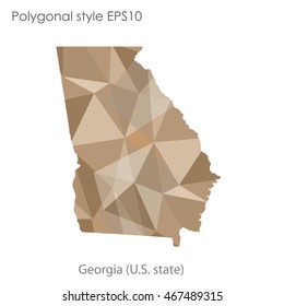 Georgia state map in geometric polygonal style.Abstract gems triangle,modern design background. Vector illustration EPS10