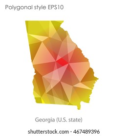 Georgia state map in geometric polygonal style.Abstract gems triangle,modern design background. Vector illustration EPS10