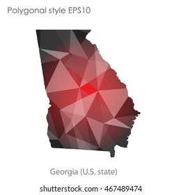 Georgia state map in geometric polygonal style.Abstract gems triangle,modern design background. Vector illustration EPS10