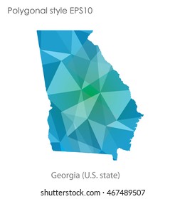 Georgia state map in geometric polygonal style.Abstract gems triangle,modern design background. Vector illustration EPS10