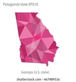 Georgia state map in geometric polygonal style.Abstract gems triangle,modern design background. Vector illustration EPS10