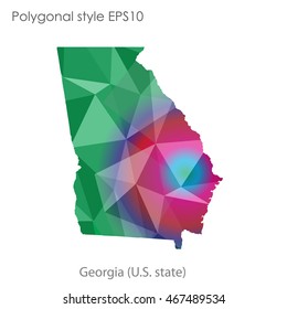 Georgia state map in geometric polygonal style.Abstract gems triangle,modern design background. Vector illustration EPS10