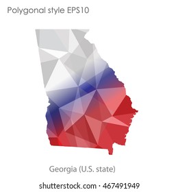 Georgia state map in geometric polygonal style.Abstract gems triangle,modern design background. Vector illustration EPS10