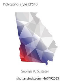 Georgia state map in geometric polygonal style.Abstract gems triangle,modern design background. Vector illustration EPS10