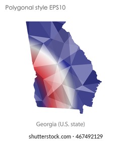 Georgia state map in geometric polygonal style.Abstract gems triangle,modern design background. Vector illustration EPS10