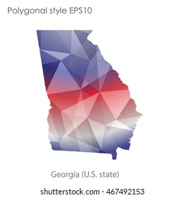 Georgia state map in geometric polygonal style.Abstract gems triangle,modern design background. Vector illustration EPS10