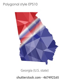 Georgia state map in geometric polygonal style.Abstract gems triangle,modern design background. Vector illustration EPS10