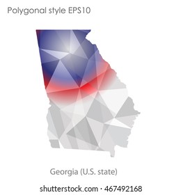Georgia state map in geometric polygonal style.Abstract gems triangle,modern design background. Vector illustration EPS10
