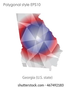 Georgia state map in geometric polygonal style.Abstract gems triangle,modern design background. Vector illustration EPS10