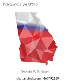 Georgia state map in geometric polygonal style.Abstract gems triangle,modern design background. Vector illustration EPS10