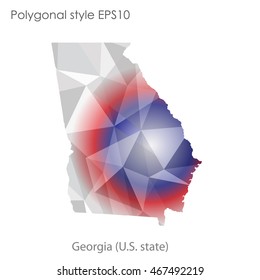 Georgia state map in geometric polygonal style.Abstract gems triangle,modern design background. Vector illustration EPS10