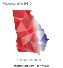 Georgia state map in geometric polygonal style.Abstract gems triangle,modern design background. Vector illustration EPS10