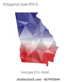 Georgia state map in geometric polygonal style.Abstract gems triangle,modern design background. Vector illustration EPS10