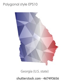 Georgia state map in geometric polygonal style.Abstract gems triangle,modern design background. Vector illustration EPS10