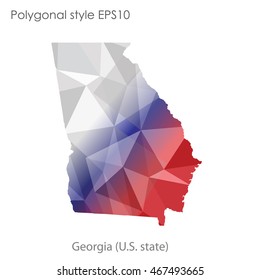 Georgia state map in geometric polygonal style.Abstract gems triangle,modern design background. Vector illustration EPS10