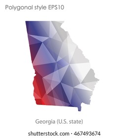 Georgia state map in geometric polygonal style.Abstract gems triangle,modern design background. Vector illustration EPS10