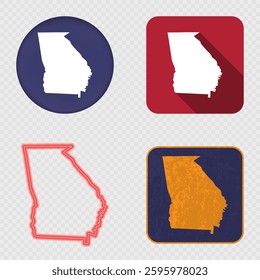 Georgia State Map Icons Collection