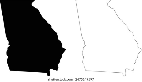 Georgia State outline contour silhouette map