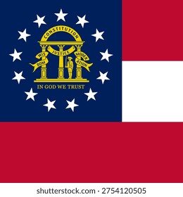 Georgia state square flag. Part of The United States of America. Clean design for print, web, or educational use. Vector illustration.