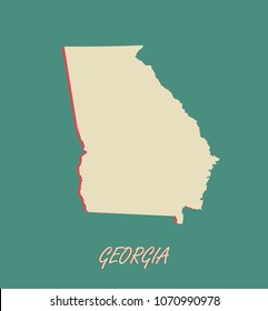Georgia state of US map vector outlines illustration in a three dimensional grunge background