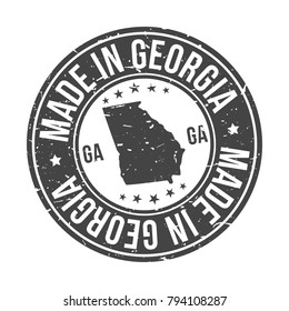 Georgia State USA Quality Original Stamp Design. Vector Art Tourism Souvenir Round.