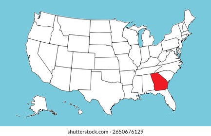 Georgia State, USA, vector map isolated on United states map. High detailed illustration. Flat style. Vector illustration
