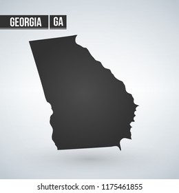 Georgia State vector map silhouette isolated on white background.