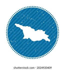 Póquer de viaje retro a rayas de Georgia. Insignia con mapa del país, ilustración vectorial. Puede utilizarse como insignia, logotipo, etiqueta, pegatina o insignia de Georgia.