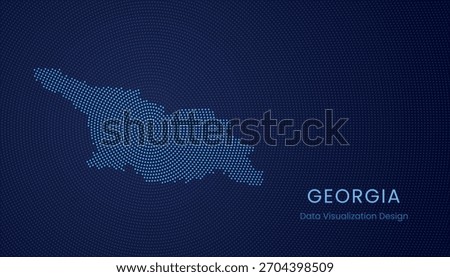 Georgia stylized dotted map in modern circular data tech visualization concept.