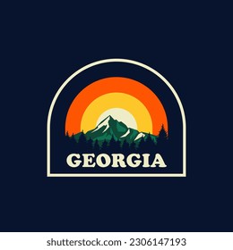 Georgia sun vintage logo vector concept, icon, element, and template for company. Travel, explore, adventure logo.