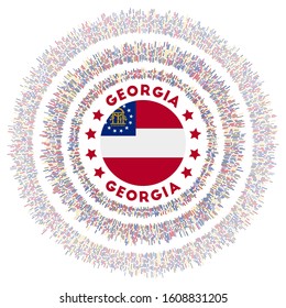 Georgia symbol. Radiant us state flag with colorful rays. Shiny sunburst with Georgia flag. Amazing vector illustration.