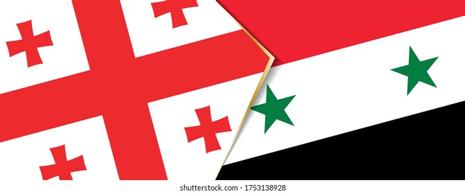 Banderas de Georgia y Siria, dos banderas vectoriales símbolo de relación o confrontación.